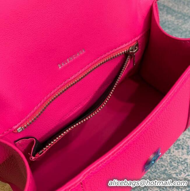 Reasonable Price Balenciaga HOURGLASS SMALL TOP HANDLE BAG B108895 neon pink