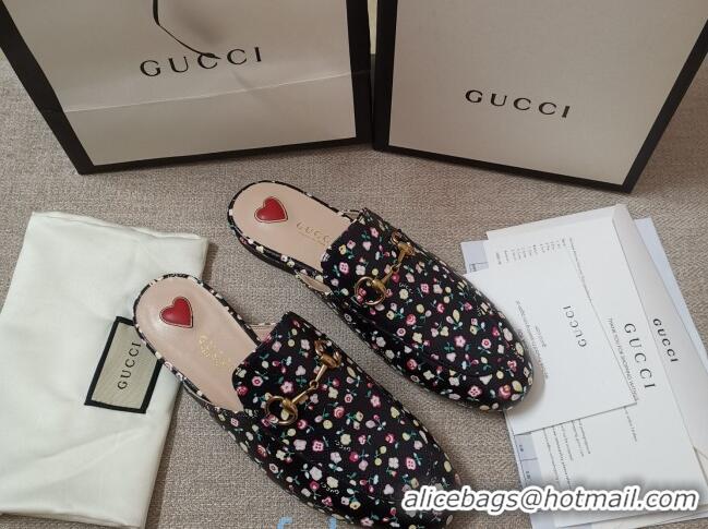 Top Quality Gucci Liberty London Floral Mules 010923 Black