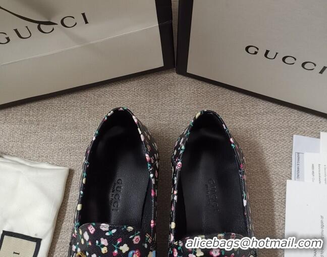 Classic Hot Gucci Liberty London Floral Loafers 010925 Black