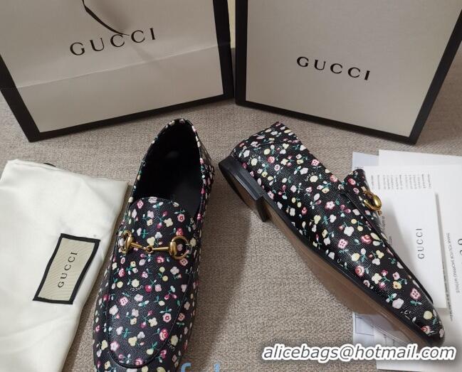 Classic Hot Gucci Liberty London Floral Loafers 010925 Black