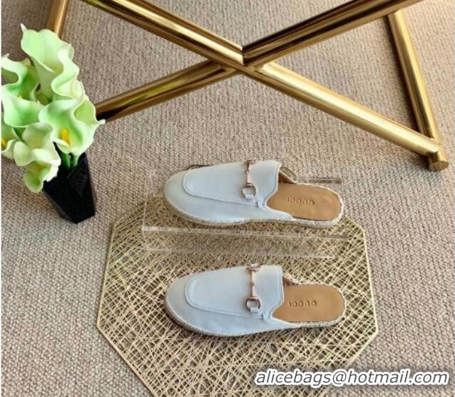 Top Quality Gucci Jordaan Leather Espadrille Flat Mules 011121 White 2021