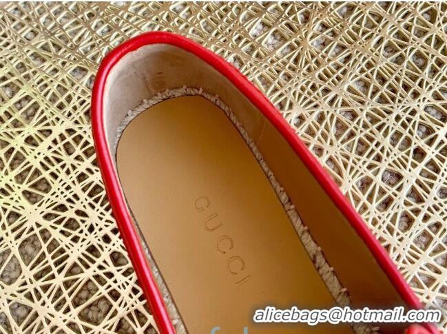 Best Price Gucci Jordaan Leather Espadrille 011125 Red 2021