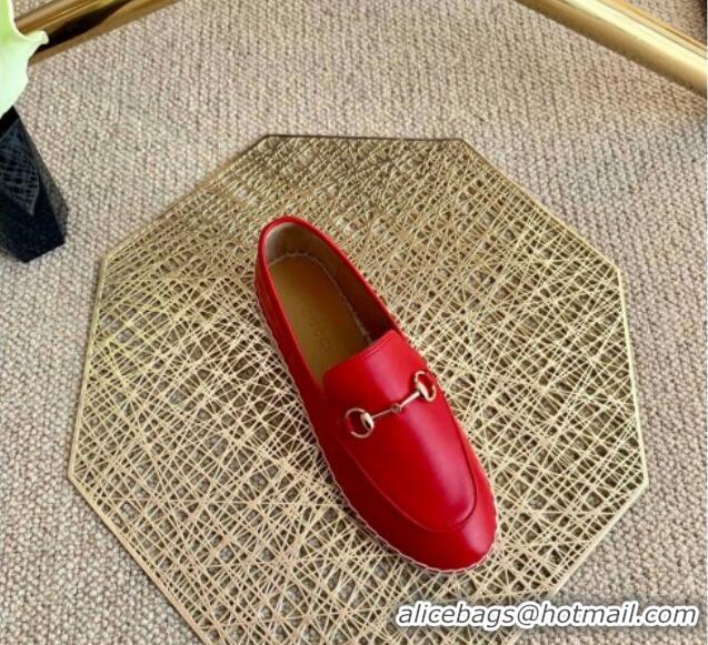 Best Price Gucci Jordaan Leather Espadrille 011125 Red 2021