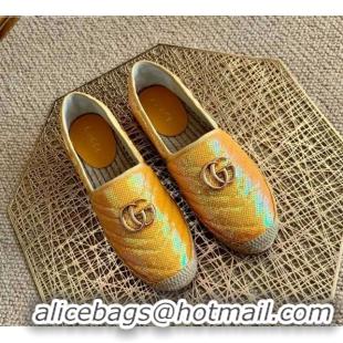 Low Cost Gucci Sequins Espadrilles with Double G 011129 Yellow