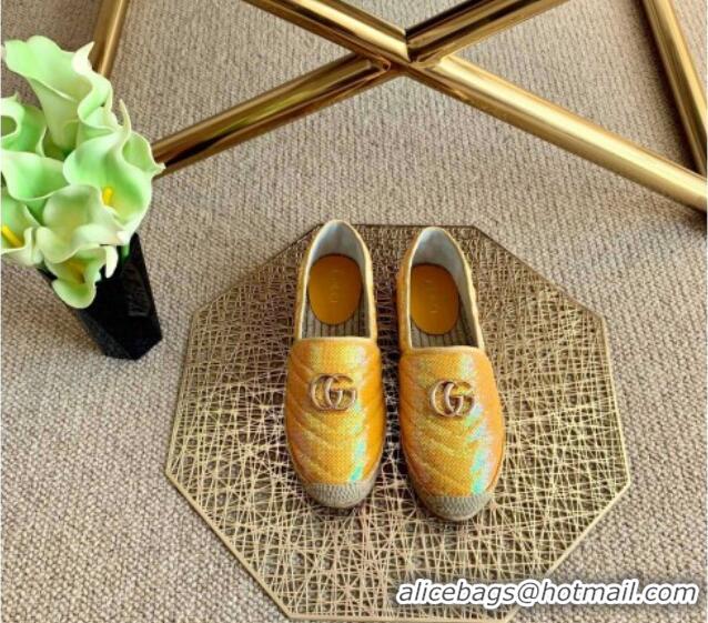 Low Cost Gucci Sequins Espadrilles with Double G 011129 Yellow