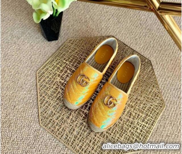 Low Cost Gucci Sequins Espadrilles with Double G 011129 Yellow