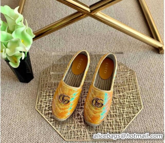 Low Cost Gucci Sequins Espadrilles with Double G 011129 Yellow