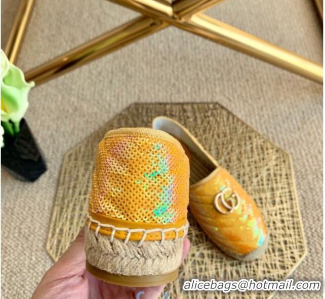 Low Cost Gucci Sequins Espadrilles with Double G 011129 Yellow