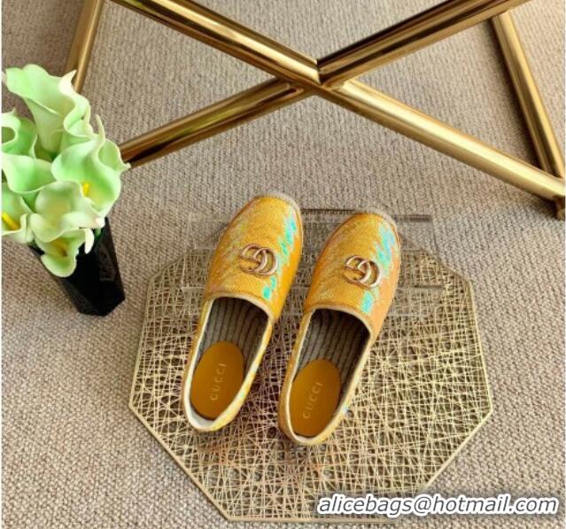 Low Cost Gucci Sequins Espadrilles with Double G 011129 Yellow