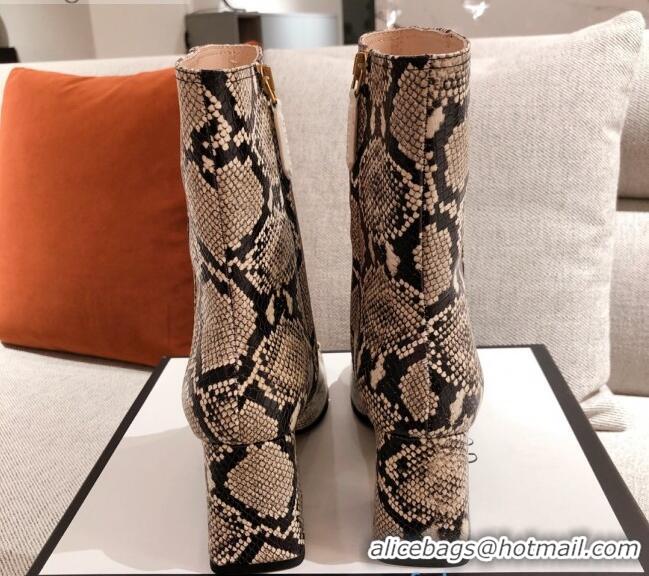 Good Product Gucci Python Print Leather Ankle Boot With Horsebit and 7.5cm Heel 012281 2021