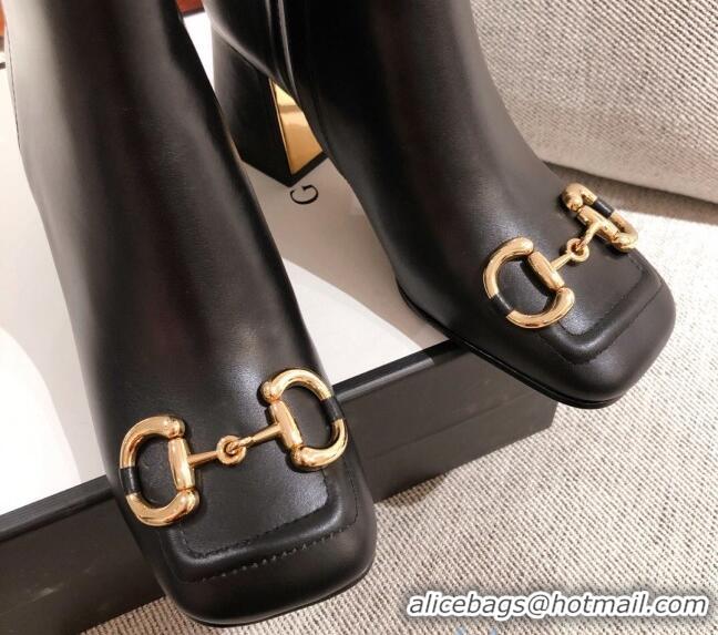 Top Quality Gucci Calfskin Knee-high Boot with Horsebit and 7.5cm Heel 012284 Black