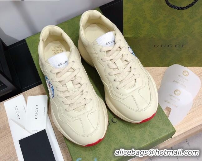 Grade Design Doraemon x Gucci Rhyton Sneakers in White Leather 012565