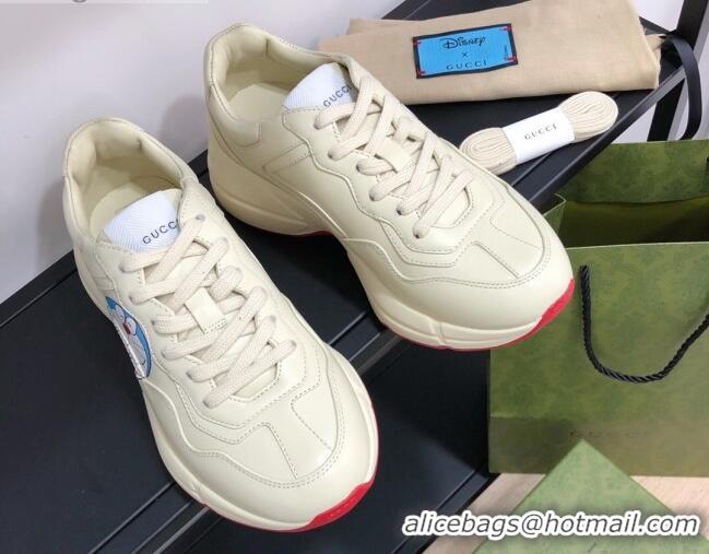 Grade Design Doraemon x Gucci Rhyton Sneakers in White Leather 012565