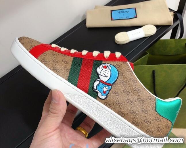 Unique Grade Doraemon x Gucci Ace Sneakers in GG Canvas Burgundy 012566