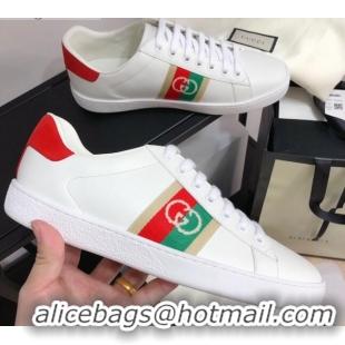 Best Price Gucci Ace Sneakers with Interlocking G Web White/Red 012567