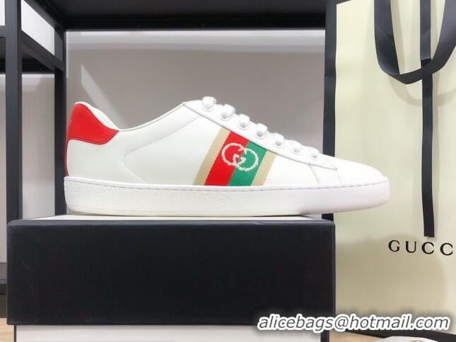 Best Price Gucci Ace Sneakers with Interlocking G Web White/Red 012567