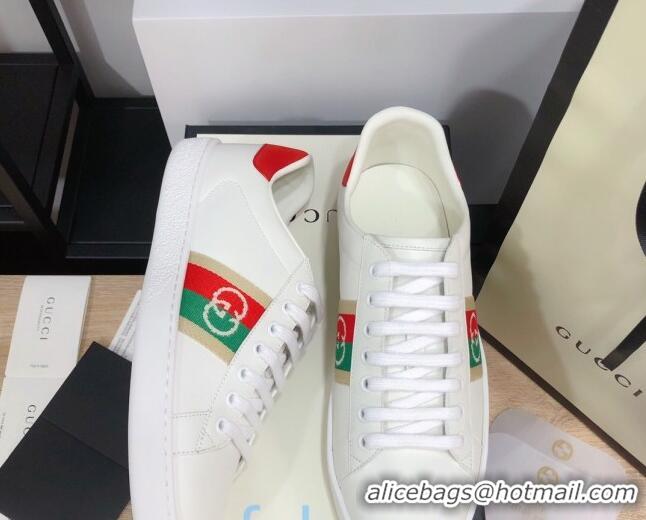 Best Price Gucci Ace Sneakers with Interlocking G Web White/Red 012567