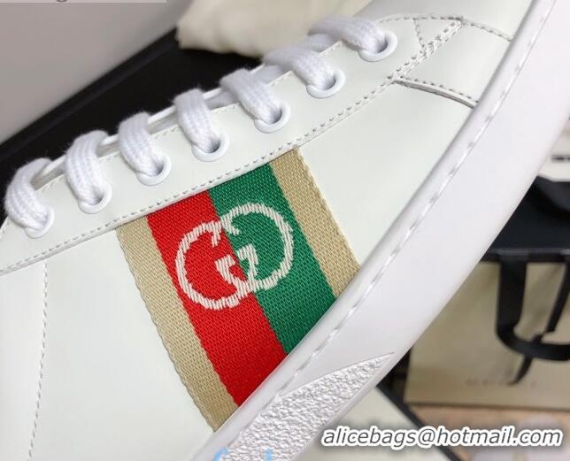 Best Price Gucci Ace Sneakers with Interlocking G Web White/Red 012567