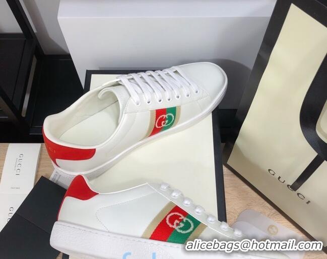 Best Price Gucci Ace Sneakers with Interlocking G Web White/Red 012567