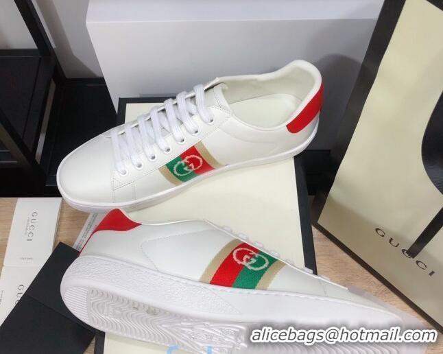 Best Price Gucci Ace Sneakers with Interlocking G Web White/Red 012567