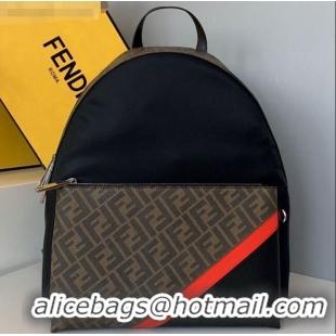 Well Crafted Fendi Men's Backpack in FF and Striped Nylon F0436 Brown/Red 2020