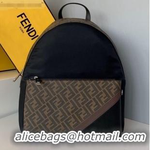 Good Product Fendi Men's Backpack in FF and Stripe F0436 Black/Brown Nylon 2020