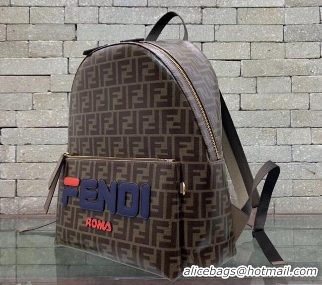 Popular Style Fendi Large FF Backpack with FENDI Charm F0438 Brown/Blue 2020