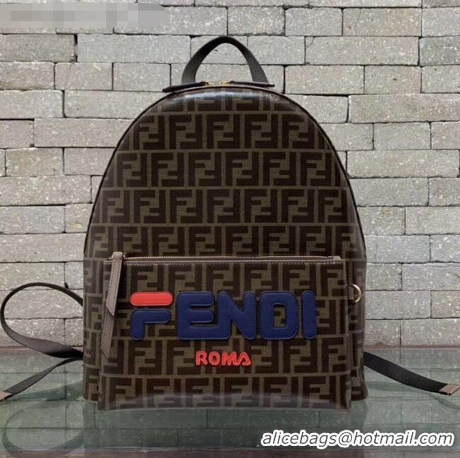 Popular Style Fendi Large FF Backpack with FENDI Charm F0438 Brown/Blue 2020