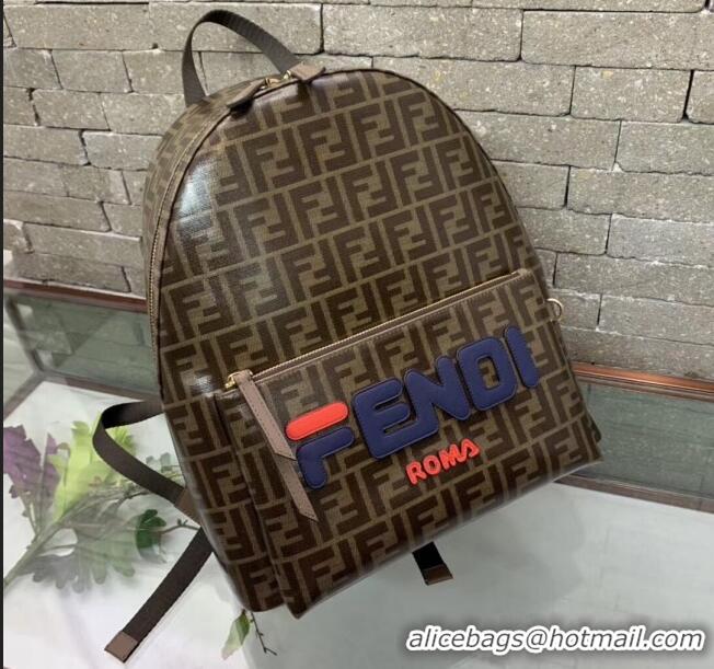 Popular Style Fendi Large FF Backpack with FENDI Charm F0438 Brown/Blue 2020