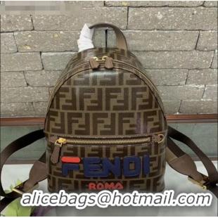 Good Quality Fendi Small FF Backpack with FENDI Charm F0439 Brown/Blue 2020