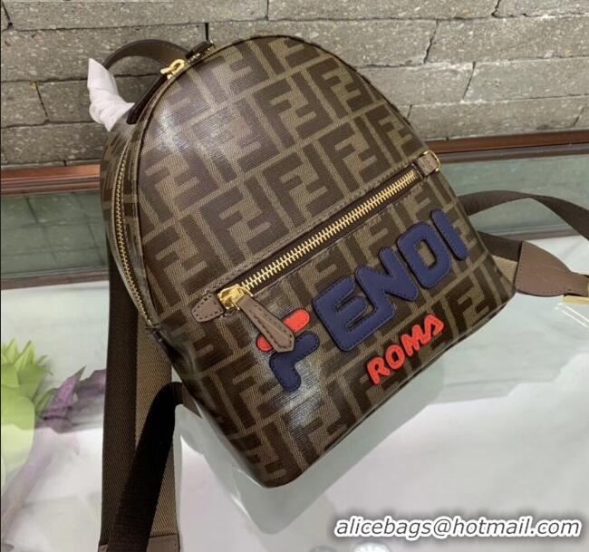 Good Quality Fendi Small FF Backpack with FENDI Charm F0439 Brown/Blue 2020