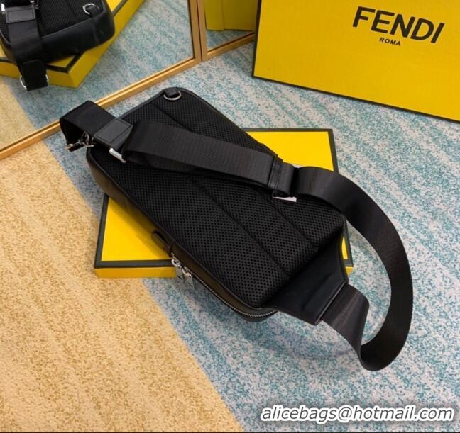 Super Quality Fendi Men's Sling Shoulder Bag in Black Leather and FF Canvas F0453 Brown 2020