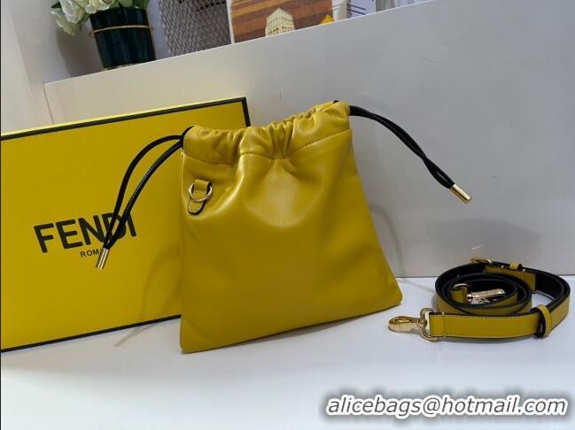 Discount Fendi Pack Small Pouch Bucket Bag in F1515 Yellow Nappa Leather Bag 2020