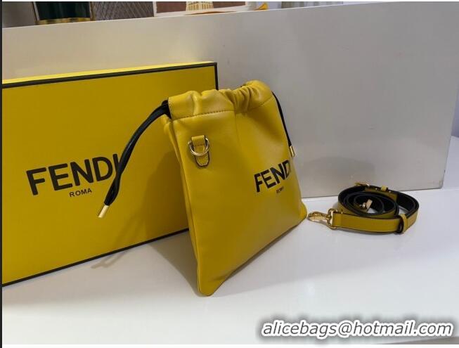 Discount Fendi Pack Small Pouch Bucket Bag in F1515 Yellow Nappa Leather Bag 2020