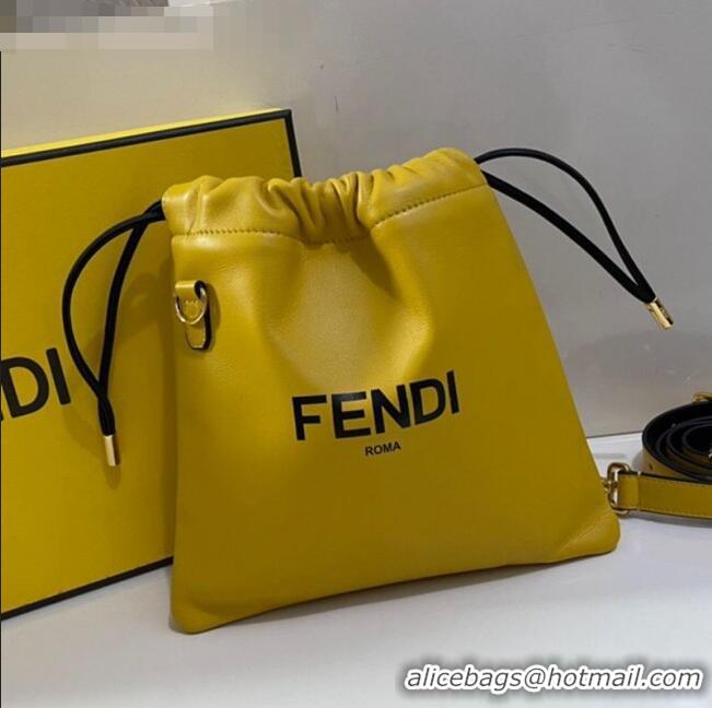 Discount Fendi Pack Small Pouch Bucket Bag in F1515 Yellow Nappa Leather Bag 2020