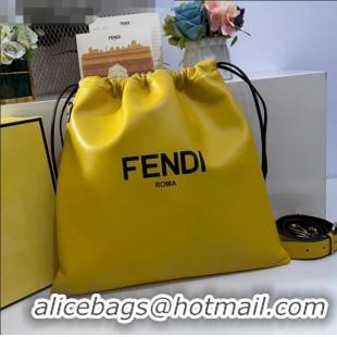 Classic Fendi Pack Medium Pouch Bucket Bag in F1516 Yellow Nappa Leather Bag 2020