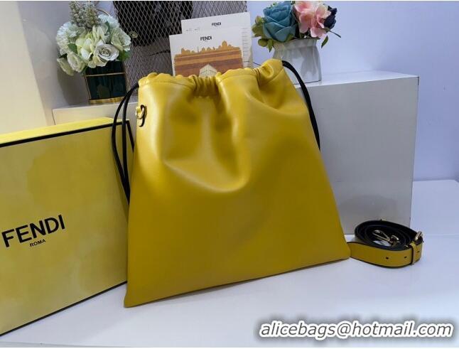 Classic Fendi Pack Medium Pouch Bucket Bag in F1516 Yellow Nappa Leather Bag 2020