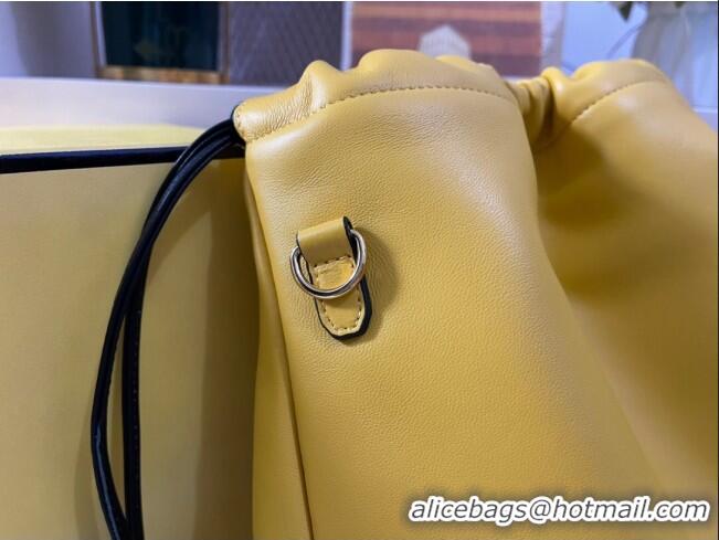 Classic Fendi Pack Medium Pouch Bucket Bag in F1516 Yellow Nappa Leather Bag 2020