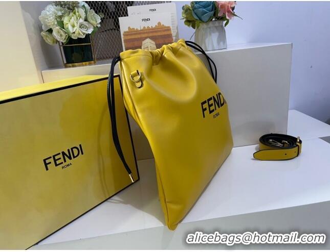 Classic Fendi Pack Medium Pouch Bucket Bag in F1516 Yellow Nappa Leather Bag 2020