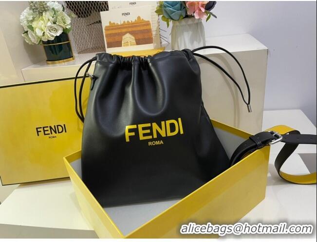 Spot Bulk Fendi Pack Medium Pouch Bucket Bag in F1518 Black Nappa Leather Bag 2020