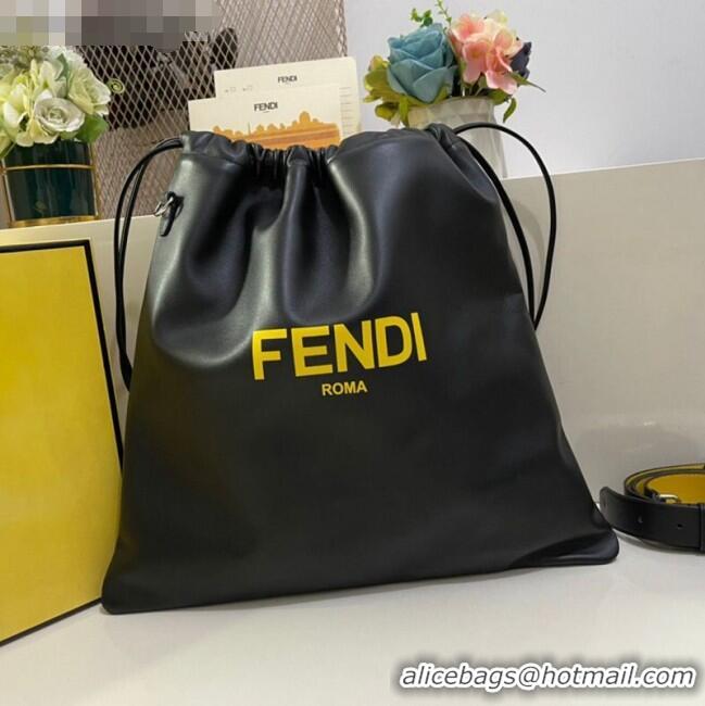 Spot Bulk Fendi Pack Medium Pouch Bucket Bag in F1518 Black Nappa Leather Bag 2020