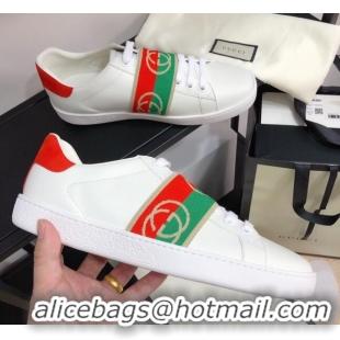 Low Price Gucci Ace Sneakers with Interlocking G Web 012568 White/Red