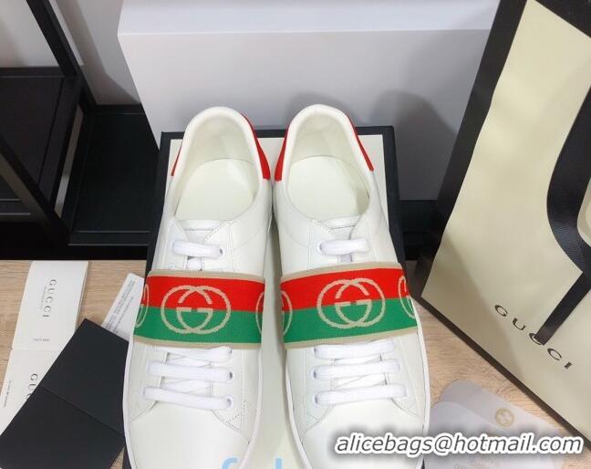 Low Price Gucci Ace Sneakers with Interlocking G Web 012568 White/Red