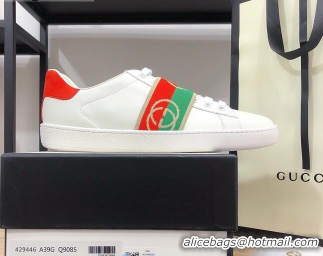 Low Price Gucci Ace Sneakers with Interlocking G Web 012568 White/Red