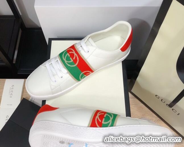 Low Price Gucci Ace Sneakers with Interlocking G Web 012568 White/Red