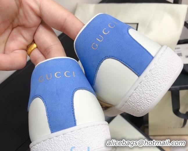 Best Luxury Gucci Ace Sneakers with Interlocking G Web 012568 White/Blue