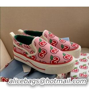 Best Design Gucci Tennis 1977 Slip-on Sneakers in GG Apple Canvas 012575 Pink