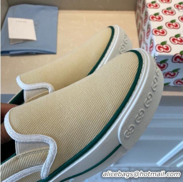 Good Product Gucci Tennis 1977 Slip-on Sneakers in Light Yellow Canvas 012577