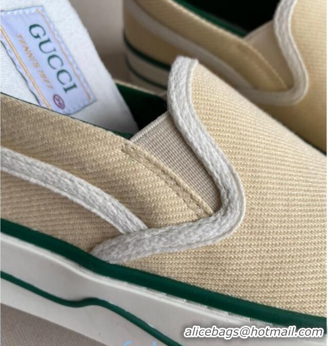 Good Product Gucci Tennis 1977 Slip-on Sneakers in Light Yellow Canvas 012577