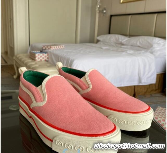 New Style Gucci Tennis 1977 Slip-on Sneakers in Pink Canvas 012578